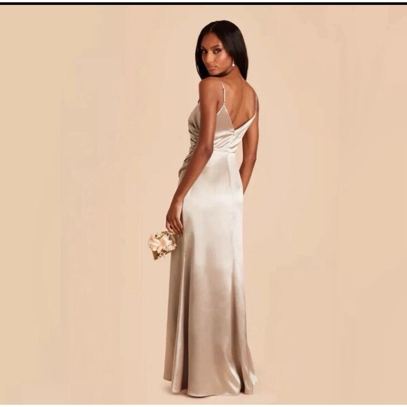 Birdy Grey Y2K Fairy Shiny Satin Long Bridesmaid Prom Leg Slit 90s HOCO Dress S - Picture 13 of 13